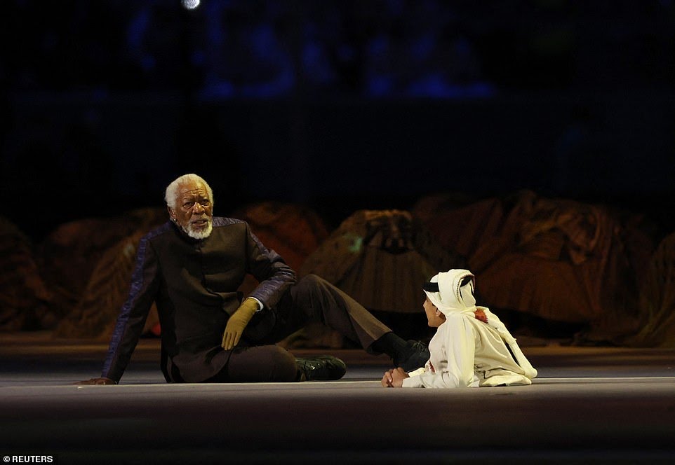 Morgan Freeman seated at FIFA World Cup 2022 