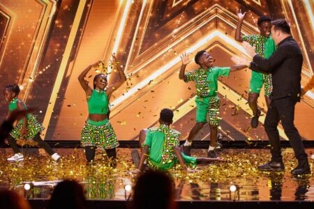 golden buzzer confetti pouring on ghetto kids