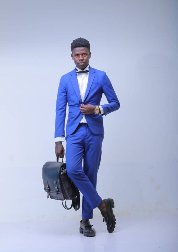 Bogere Farish ugandan fashion model in blue corporate suite