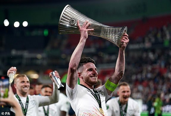 Europa Conference League trophy lifted by Captain Declan Rice 