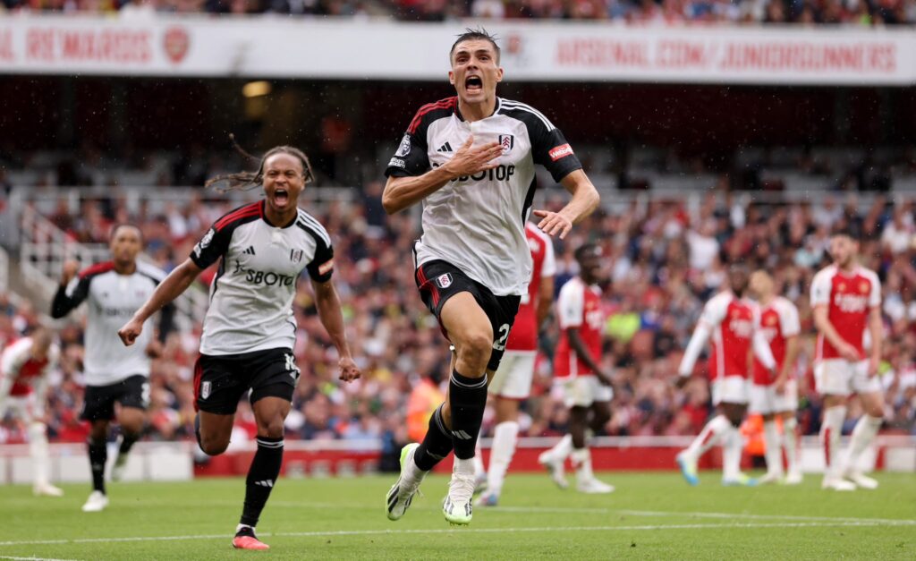 Fulham had a red card but João Palhinha scored for Fulham in the 87th minute 