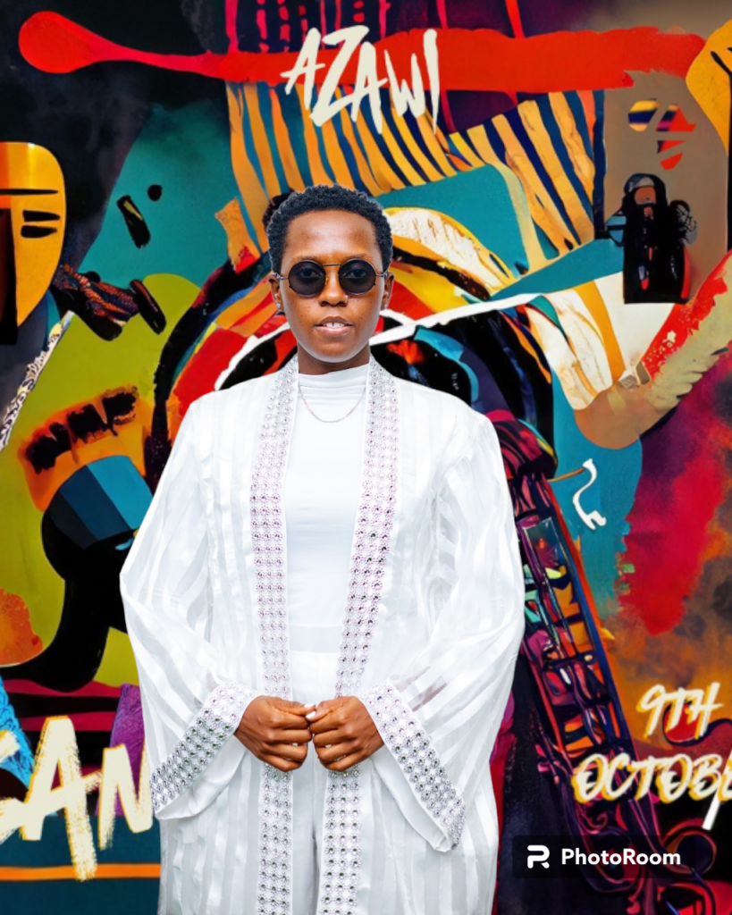 azawi stands in front of sankofa album art