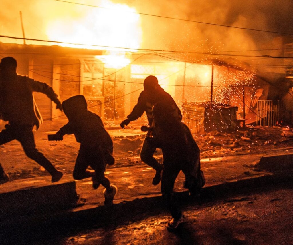 Residents running for safety after the Gas Explosion