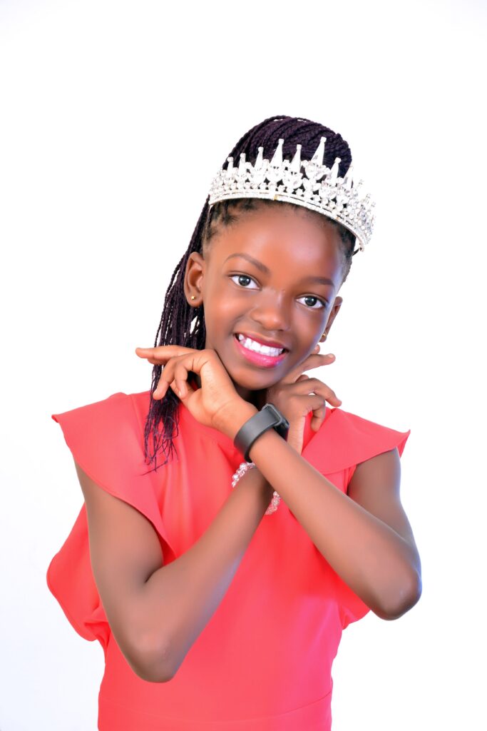 Mirembe Pearl Valentina wearing a crown