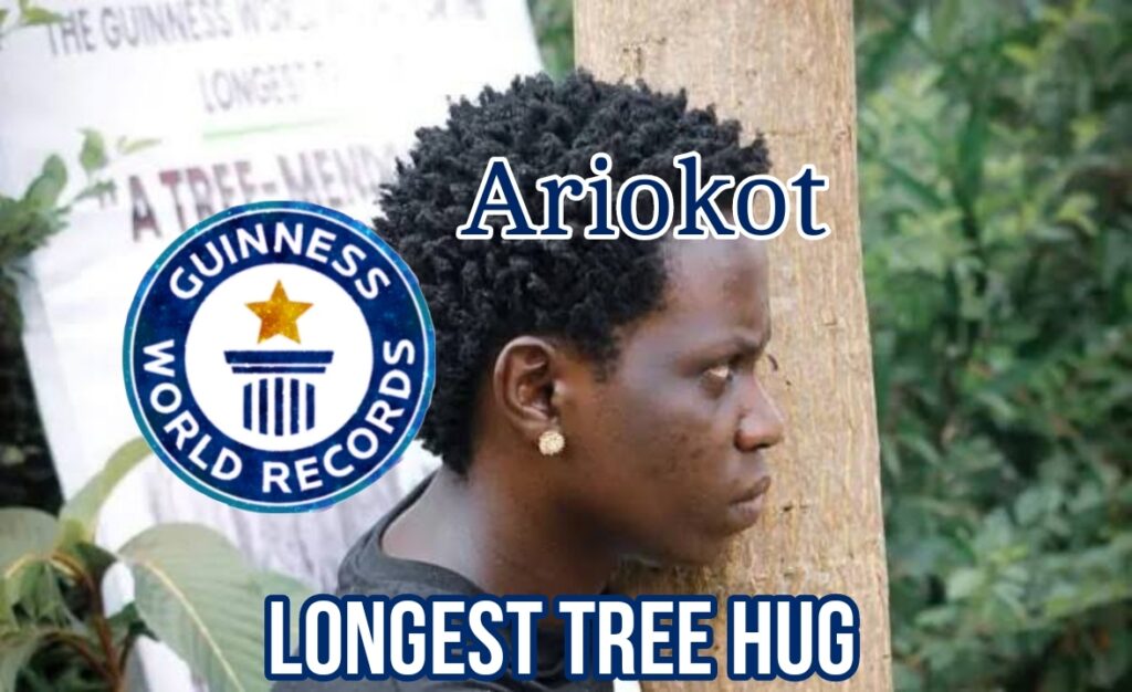 Faith Ariokot from Uganda has won the longest tree hug award from Guinness World Records