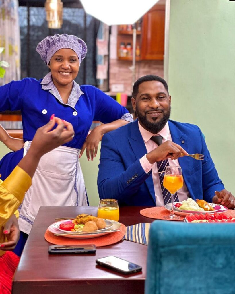 Meet Princess Sandra Elias, Maid In The Sanyu Series 1 Princess Sandra Elias dressed as a maid with Housen Mushema on set of Sanyu Series on Pearl Magic Prime