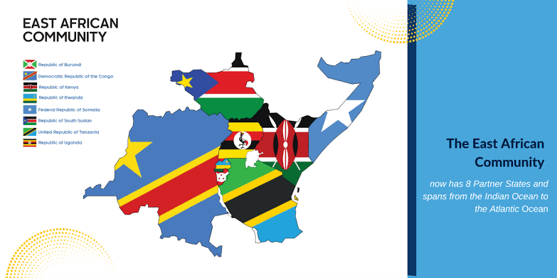 The East African Community (EAC) is an intergovernmental organisation composed of seven countries in East Africa. The member states are the Democratic Republic of the Congo, the republics of Burundi, Kenya, Rwanda, South Sudan, Uganda and Tanzania. The Sheafra currency was expected to work in all these countries.