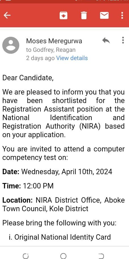 NIRA Jobs Uganda 2024: Shortlists & Interviews 3 NIRA jobs