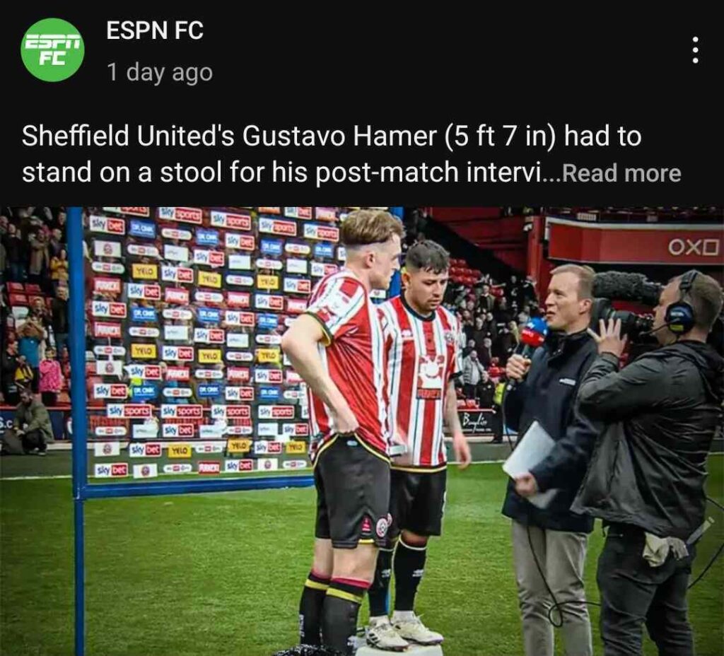 David vs. Goliath: Fans React to Hamer's Height Highlight on ESPN FC 1 Hamer