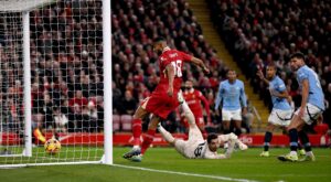 Cody Gakpo scores the first goal for Liverpool