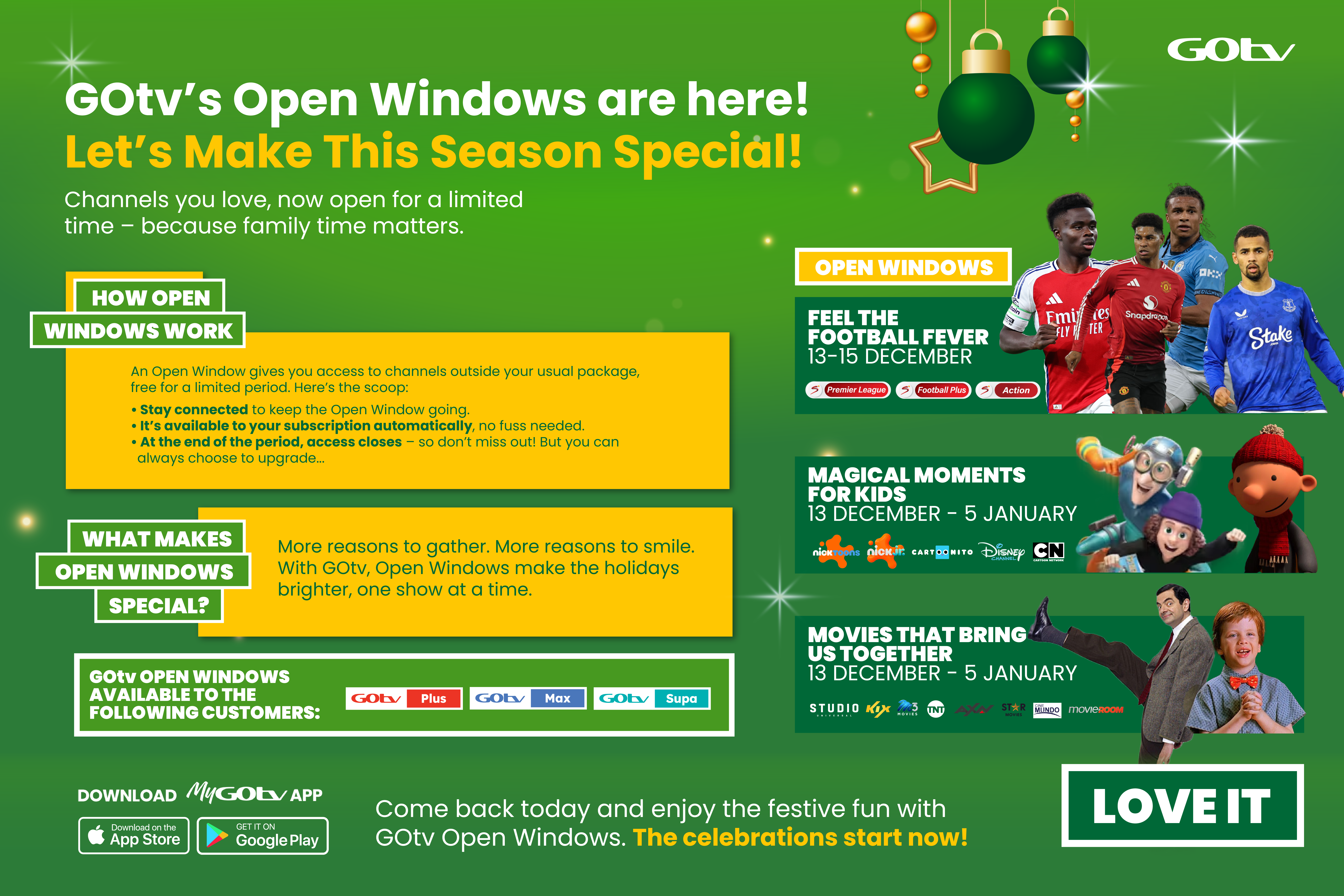 DStv and GOtv Open Windows, Free Channels This Christmas 3 DStv and GOtv Open Windows, Unwrap More Joy This Christmas