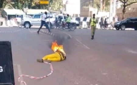 Benjamin Agaba Sets Himself On Fire Near Parliament