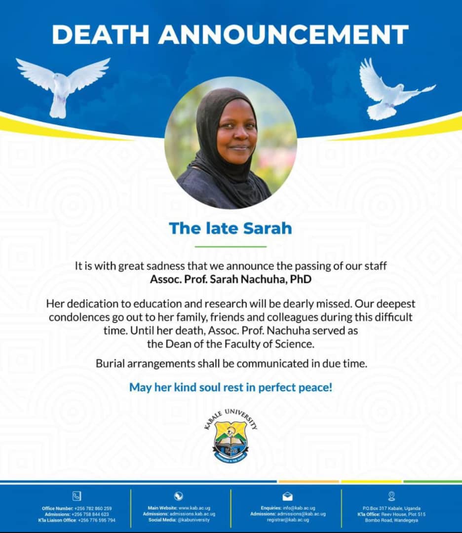 Sarah Nachuha death announcement