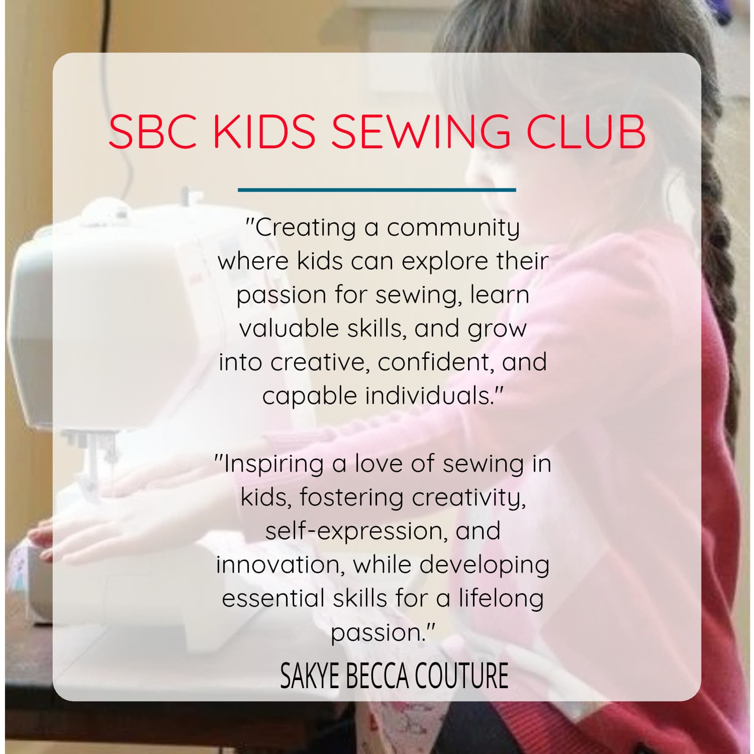 SBC Kids Sewing Club Boosts Children with useful Fashion & Design Skills
