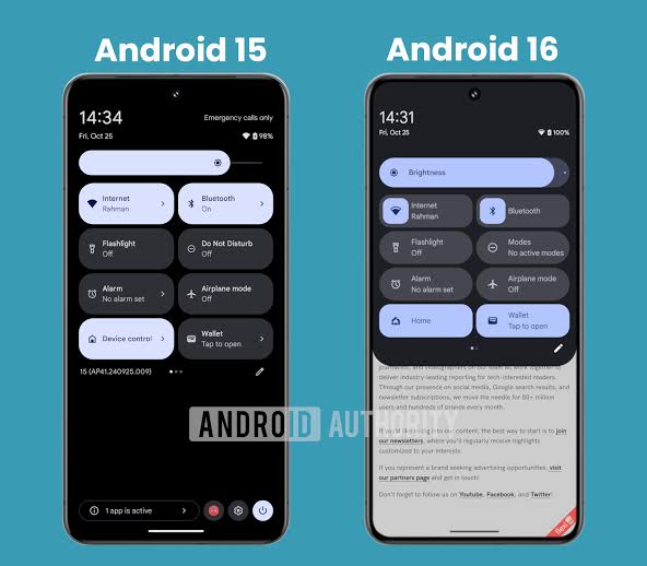 Android 15 vs android 16