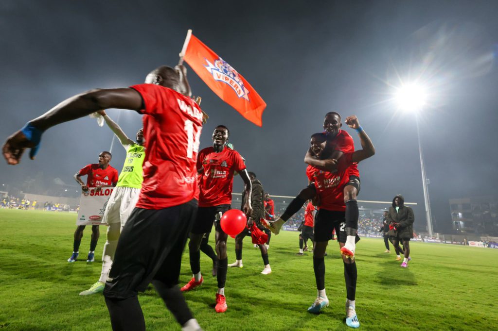 Vipers SC players celebrating the victory against rivals KCCA Fc