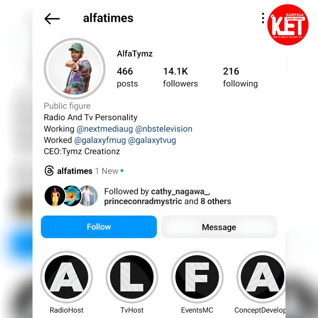 Alfa Timez Instagram bio updated
