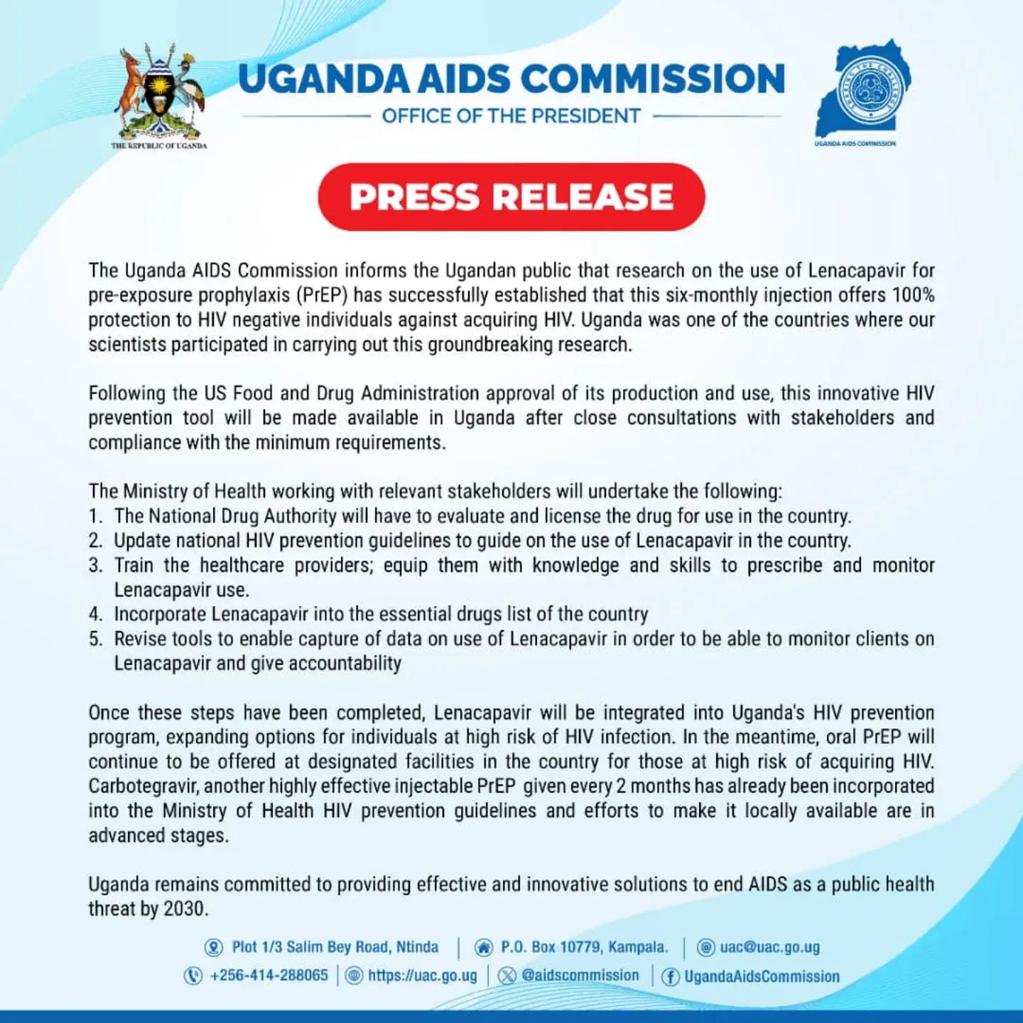 Uganda gets HIV Prevention Injection | 100% Effective
