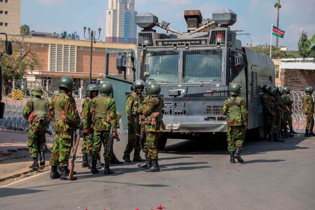 Kenya Police Service (KPS) block entrance to CBD ahead of Saba Saba protests