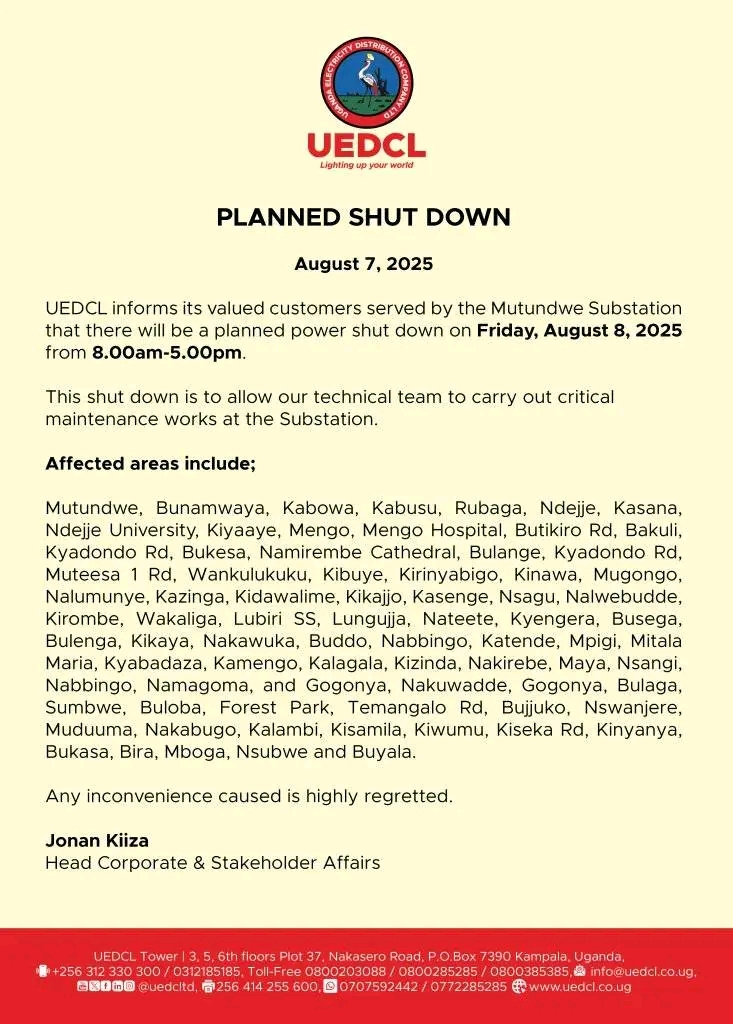 Power shutdown notice
