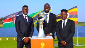 Unveiling the PAMOJA 2024 Trophy: Featuring Victor Wanyama, Dennis Onyango, and Mrisho Ngasa Kenyan Victor Wanyama, Ugandan Dennis Onyango and Tanzania´s Mrisho Ngasa