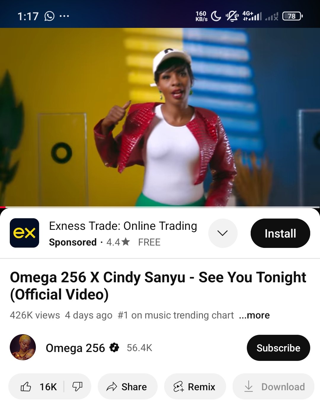See You Tonight by Cindy, Omega 256 Tops #1 Spot on YouTube