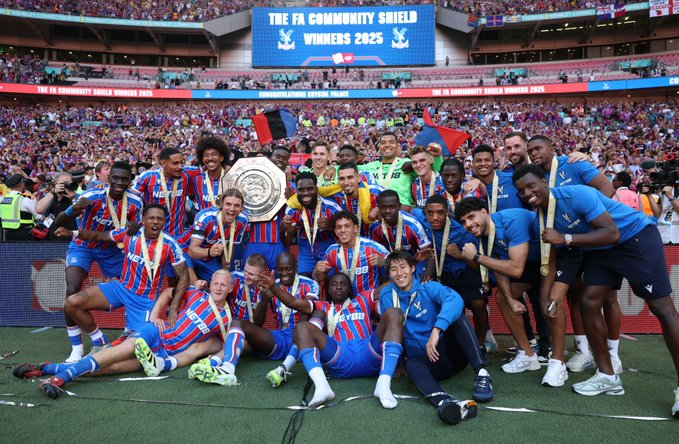 Crystal Palace Stuns Liverpool to Claim 2025 Community Shield in Thrilling Shootout 1 Crystal Palace team celebrating after being awarded the trophy