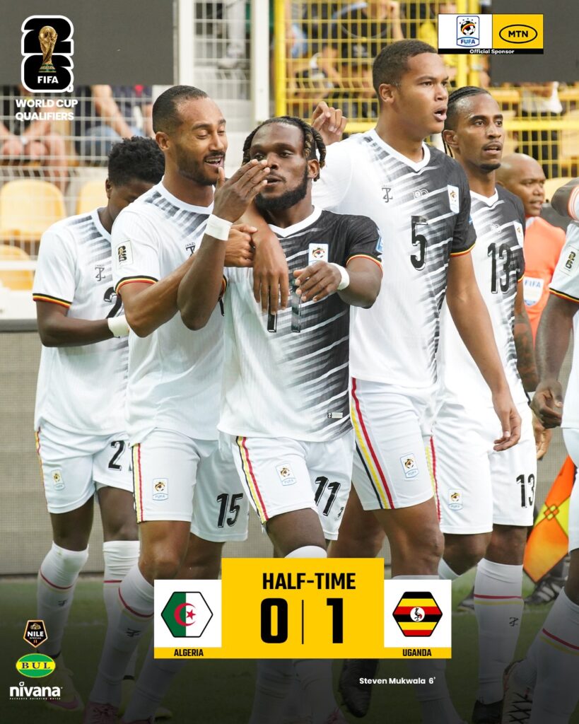 Uganda cranes took an early lead in the 6th minute