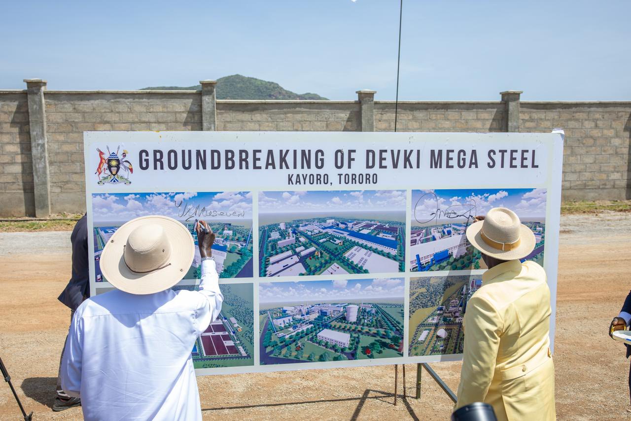 May be an image of ‎text that says '‎GROUNDBREAKING OF DEVKI MEGA STEEL KAYORO, KAYORO,TORORO TORORO McaHй العص CL‎'‎