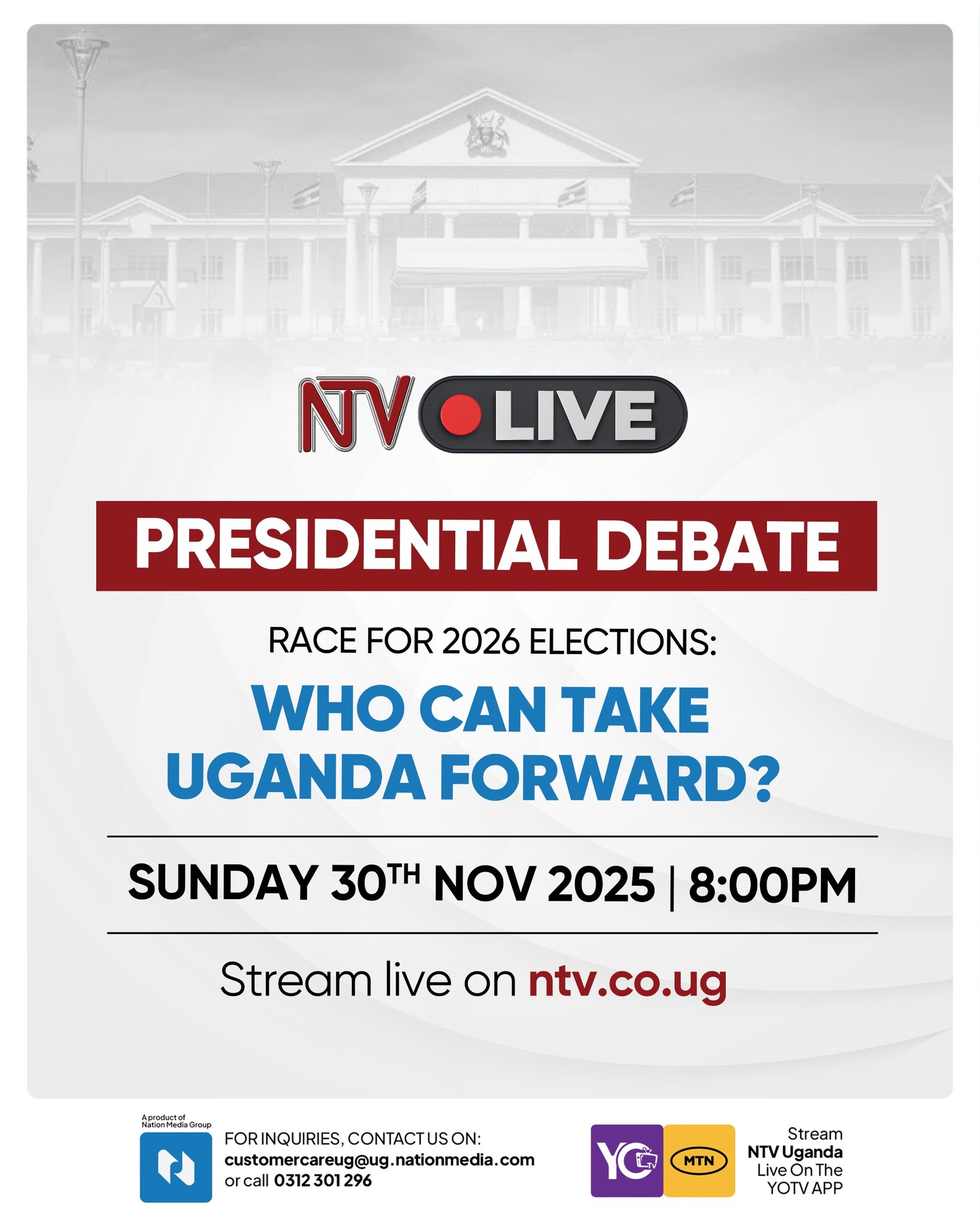 NTV Announces Presidential Debate for 30th November