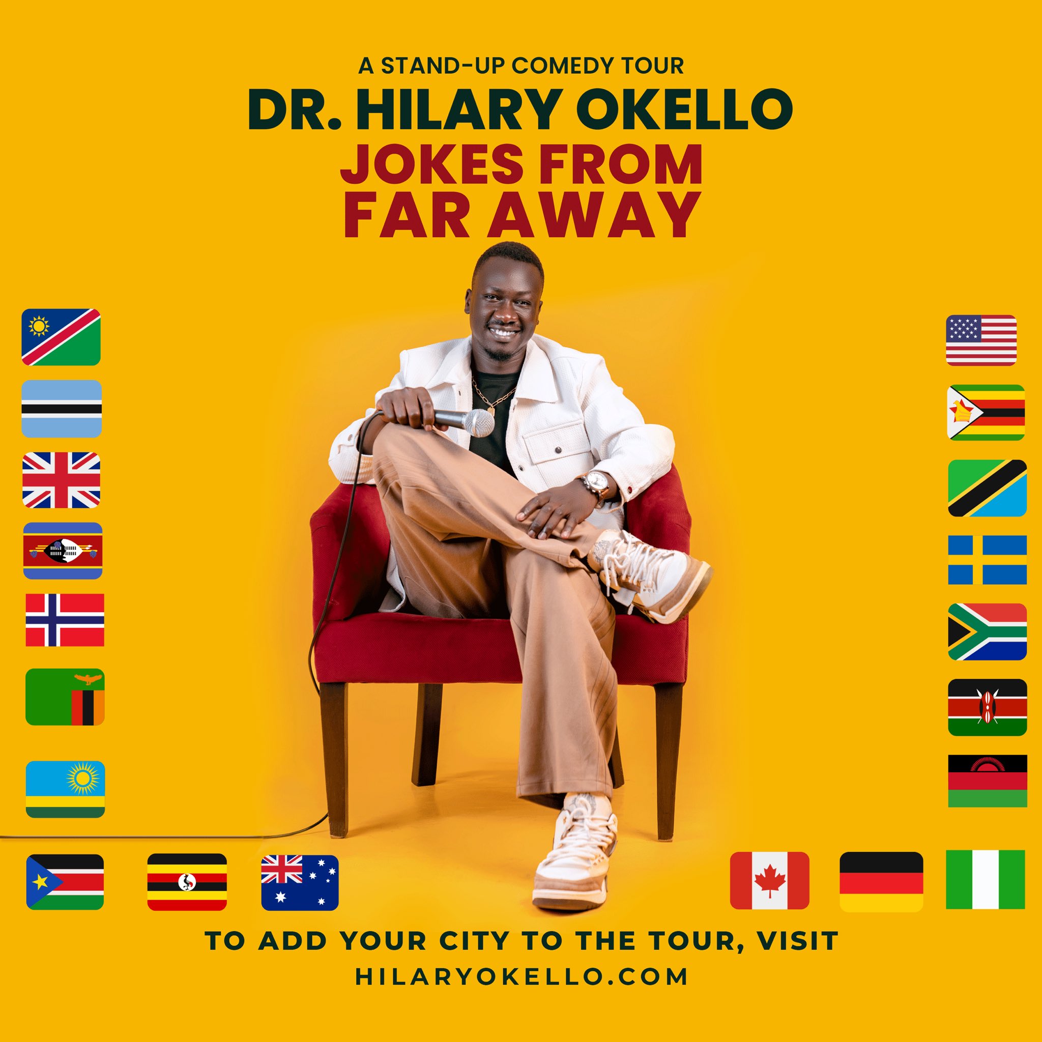 Dr. Hilary Okello Announces “Jokes From Far Away” World Tour 1 Dr. Hilary Okello Announces “Jokes From Far Away” World Tour