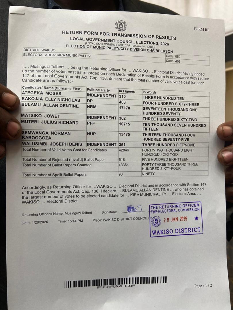 Allan Bulamu Wins as Kira Mayor in 2026 Election under NRM 2 Allan Bulamu Wins as Kira Mayor in 2026 Election under NRM