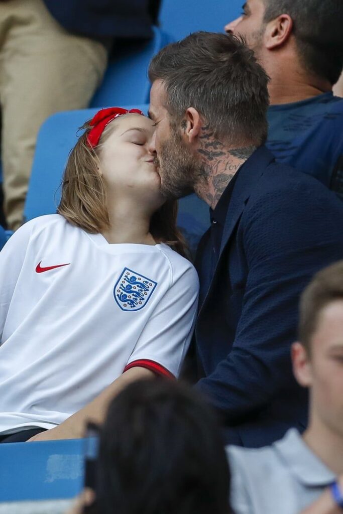 Should kids kiss their parents? How much touch is too much? 1 Popular English soccer superstar, David Beckham has been criticized several times for kissing his daughter directly on the lips yet several moms do this exact stuff to their male children regularly.
